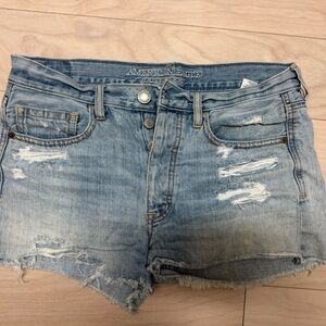 American Eagle Outfitters Light Blue Distressed Jean Shorts